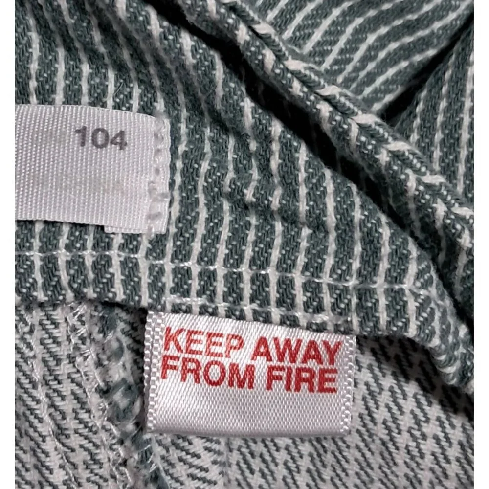 Zara Overalls Green Striped Denim With Front Pockets Adjustable Straps Size 3-4 - Picture 10 of 11